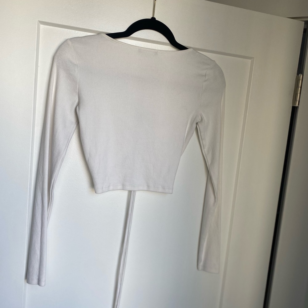 Zara Long Sleeve Crop Top With Draw String - image 6